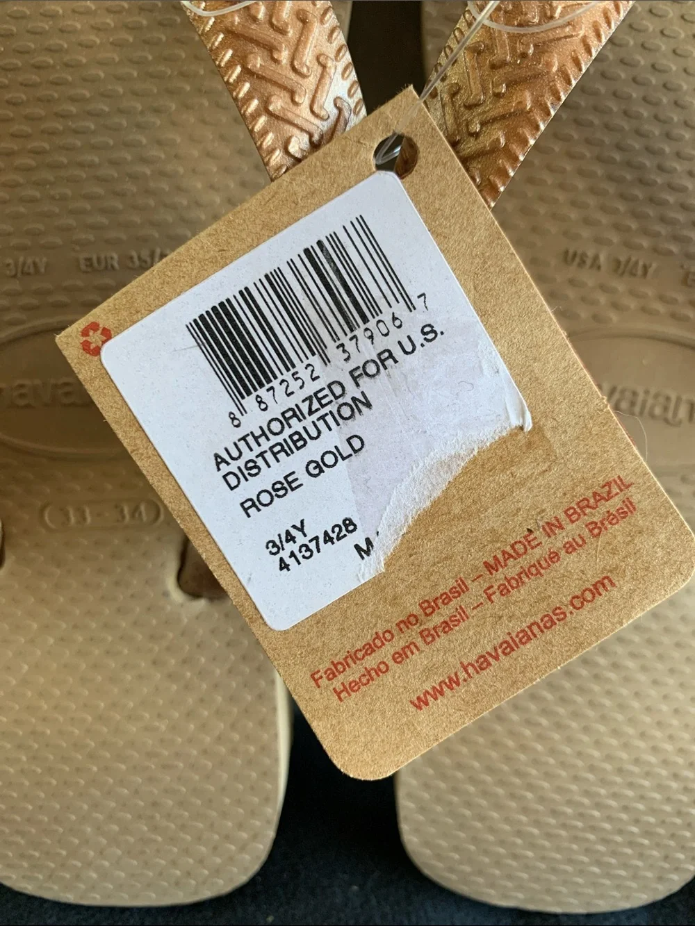 Havaianas Metallic Rose Gold Sandals